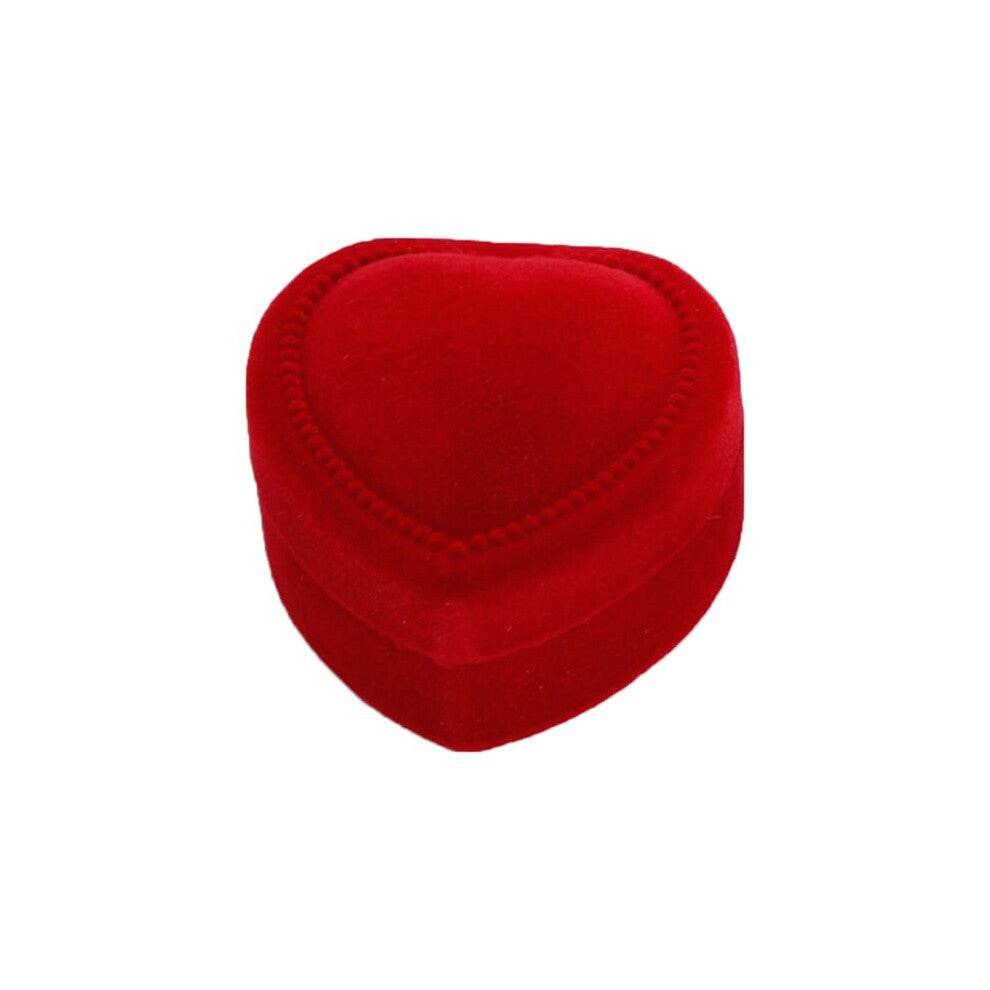 Y51E Velvet Heart Shaped Ring Storage Box Engagement Wedding Ring Display Case Holder Jewelry Organizer