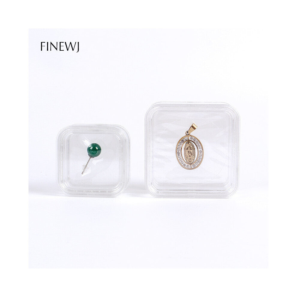 (Transparent Clear-55x55x25mm) Gemstone Display Holder Case Membrane Bead Jewelry Box Elastic Film Chip Tooth Ring Pendant Loose Diamond Packaging Sto