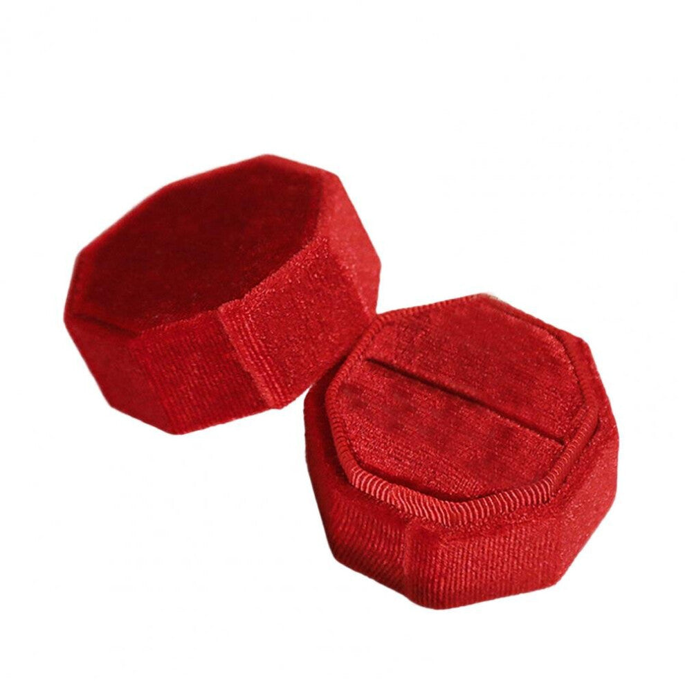 (Jujube Red White-Single) Useful Ring Box Single-Double Slots Betrothal Ring Box with Lid Storing Engagement Wedding Party Ring Display Box