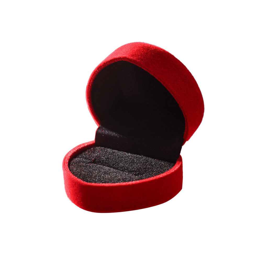 Velvet Red Heart Shape Ring Box Engagement Wedding Jewelry Display Box Holder for Lover Jewelry Packaging