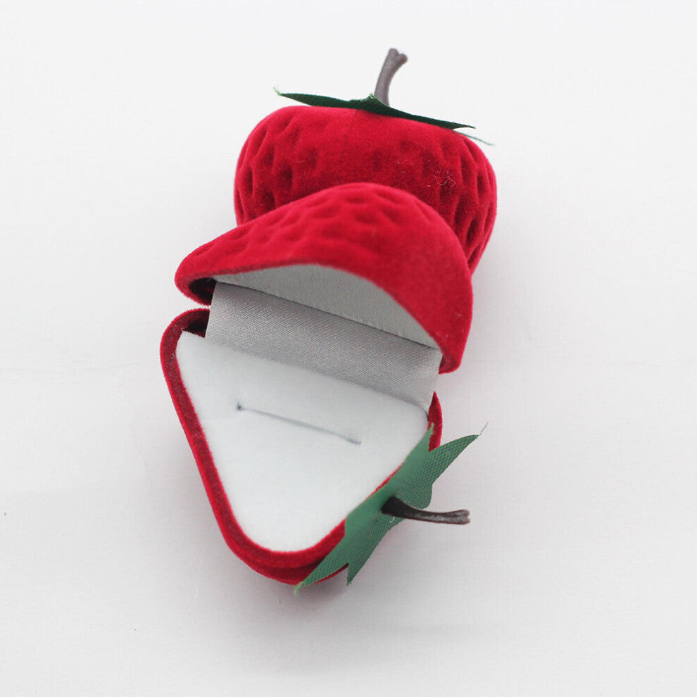 Strawberry Velvet Red Heart Shaped Jewelry Box Ring Case Earrings Display Cases Holder Gift Boxes Jewelry Organizer Engagement