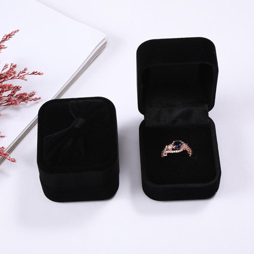 High-end Velvet Ring Box Jewelry Case Storage Gift Proposal Engagement Wedding Box Jewelry Counter Display Bow Decor