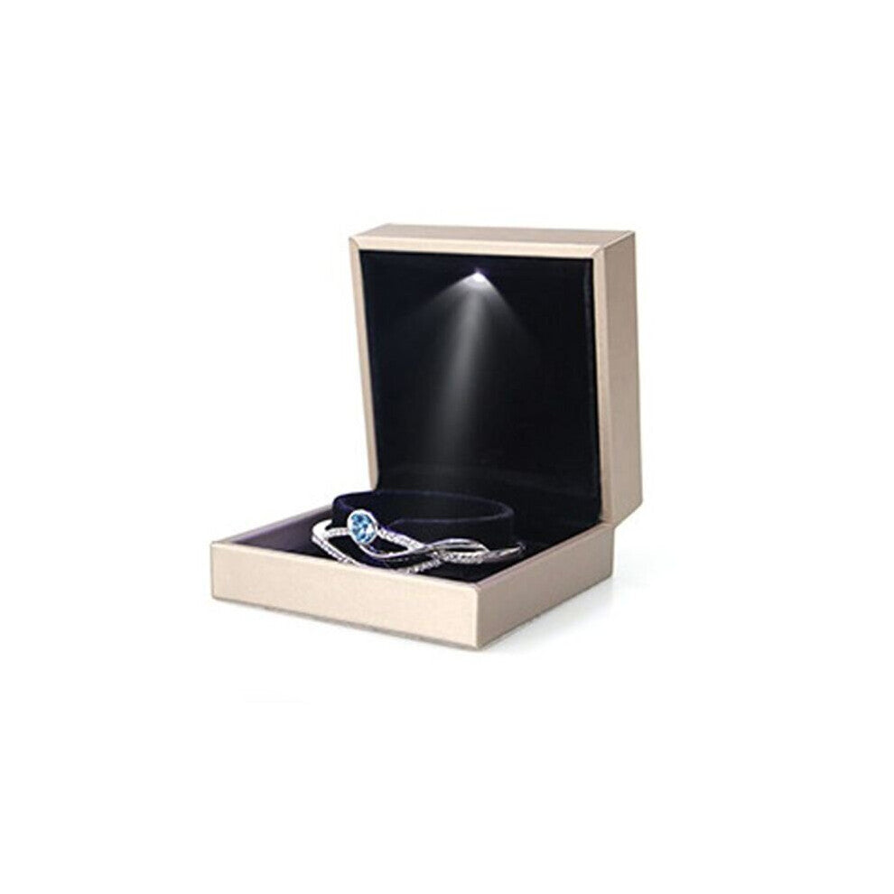 LED Light Jewelry Display Bracelet Necklace Wedding Engagement Ring Box Storage