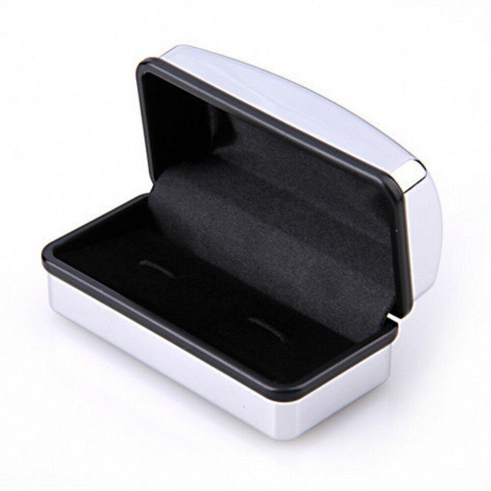 Man Silver Metal Rectangle Cufflinks Box 7.6*3.8*3.7cm Size Metal Gift Boxes for men