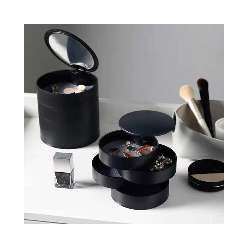 European Desktop Storage Box Bedroom Dust Proof Multilayer Rotatable Jewelry Organizer With Mirror Earrings Rings Rack