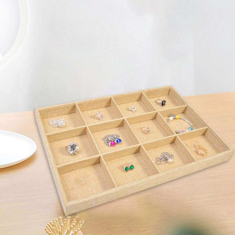 Stackable Jewelry Tray Burlap Display Holder Organizer Box Jewelry Storage Case for Drawers Stores Show Case Gadgets