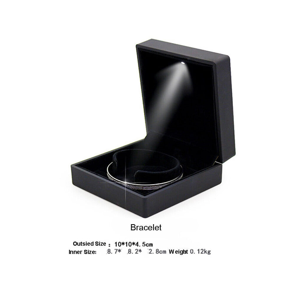 Jewelry Box with LED Light for Engagement Wedding Anniversary Birthday Bracelet Ring Necklace Display Gift Boxes