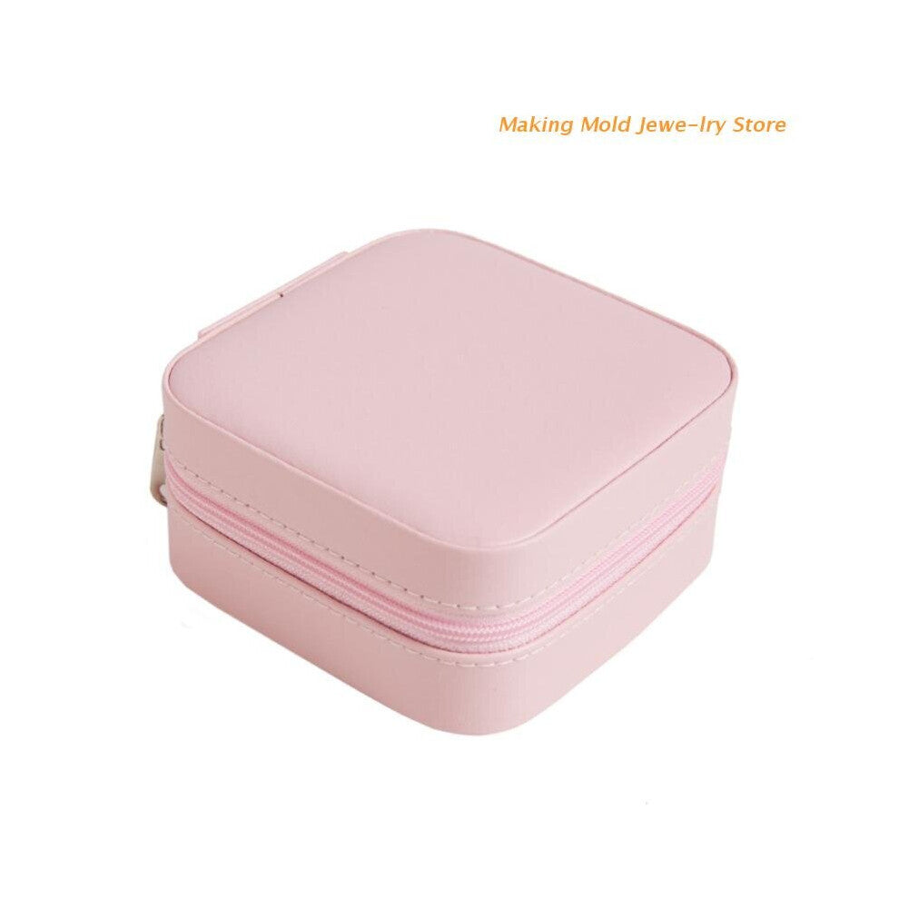 R2LE Waterproof Jewelry Box Small Mini Ear Studs Lipstick Rings Bracelets Storage Organizer Built-in Mirror Desktop Organizer