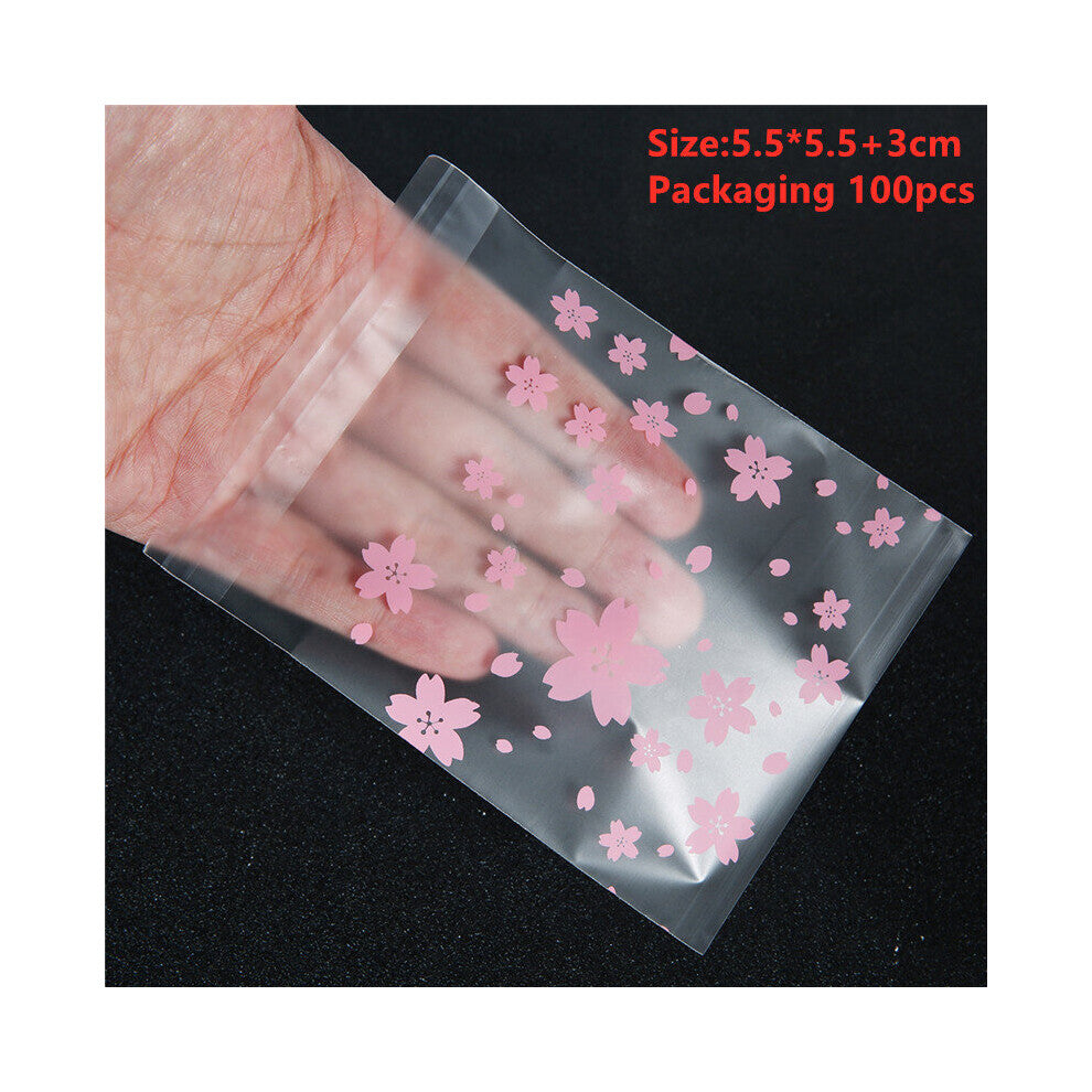 100pcs-lot Transparent Frosted Pink Cherry Blossoms OPP Wedding Candy Bag Cookie Biscuits Cake Bag Birthday Gift Packaging Bag
