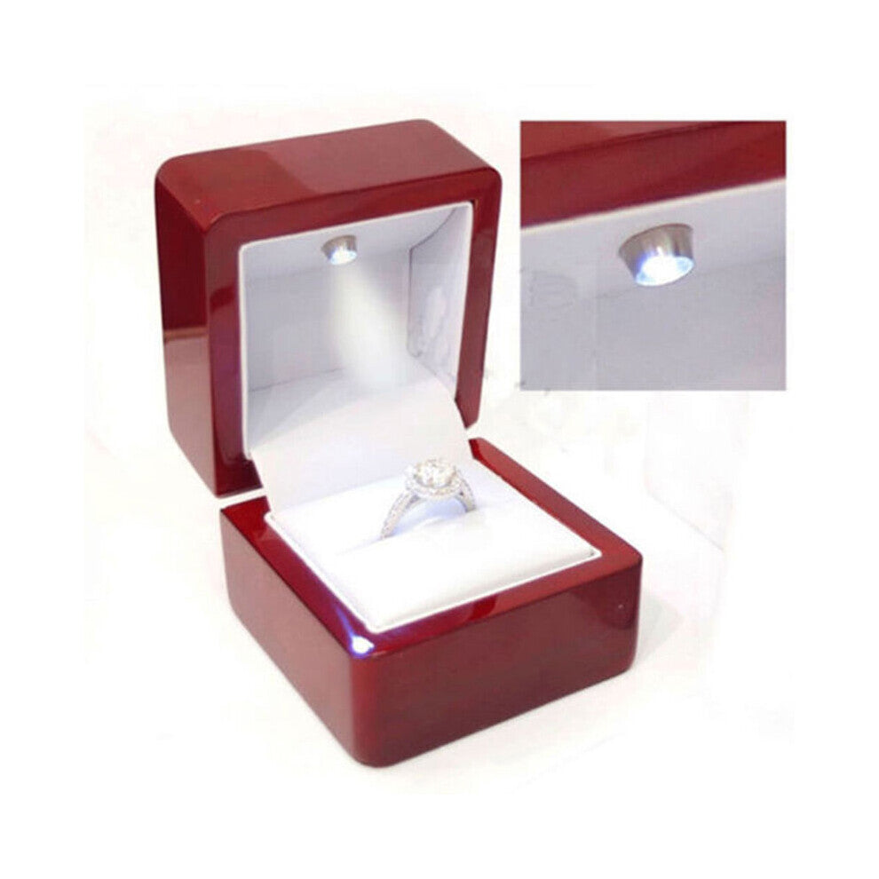 High Jewelry Box With LED Light For Engagement Wedding Rings Box Birthday Jewerly Ring Display Gift Boxes