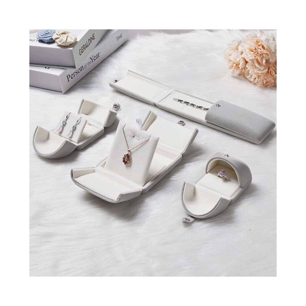 (gray White-bangle box) arrival High double open jewelry box Velvet Engagement Ring box Wedding Ring&necklace&Earring Gift Boxes