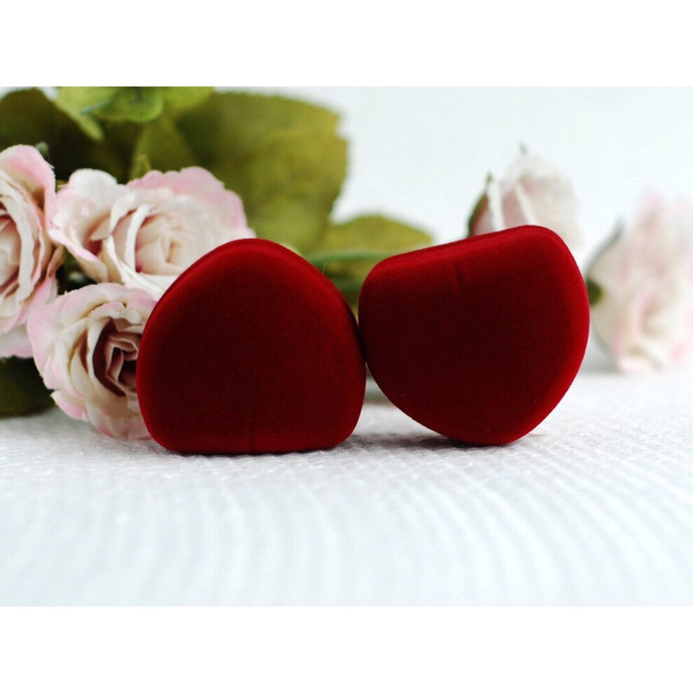 High-End Velvet Ring Box 1Pcs Red Heart Shaped Romantic Velvet Birthday Engagement Wedding Ring Box Ring