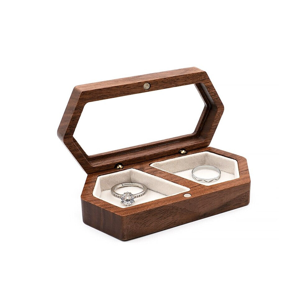 Jewelry Box Travel Case Wood Engagement Ring Box Portable Earring Stud Holder for Ceremony Wedding Proposal