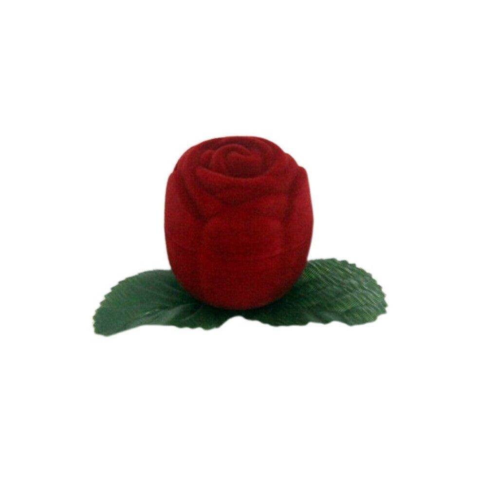 Rose Shaped Red Flocking Jewelry Valentines Ring Case Case Romantic Engagement Ring Container Holder Craft T8DE
