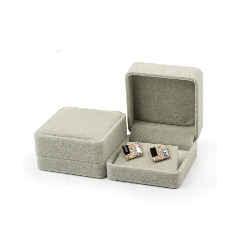 1Pcs Flannelette Double Earring box 7x7x3.5cm red-pink-navy bule-purple Small Size Jewelry Box For Wedding &Engagement