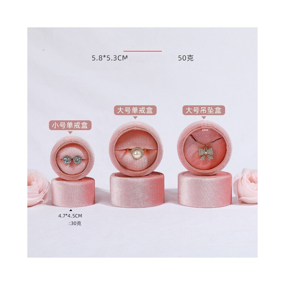 (pink White-necklace no bows) 1 Pcs High 4.7x4.5cm-5.8x5.3cm Pink-Navy Ring box with bows Cylinder velvet jewelry box jewelry storage box