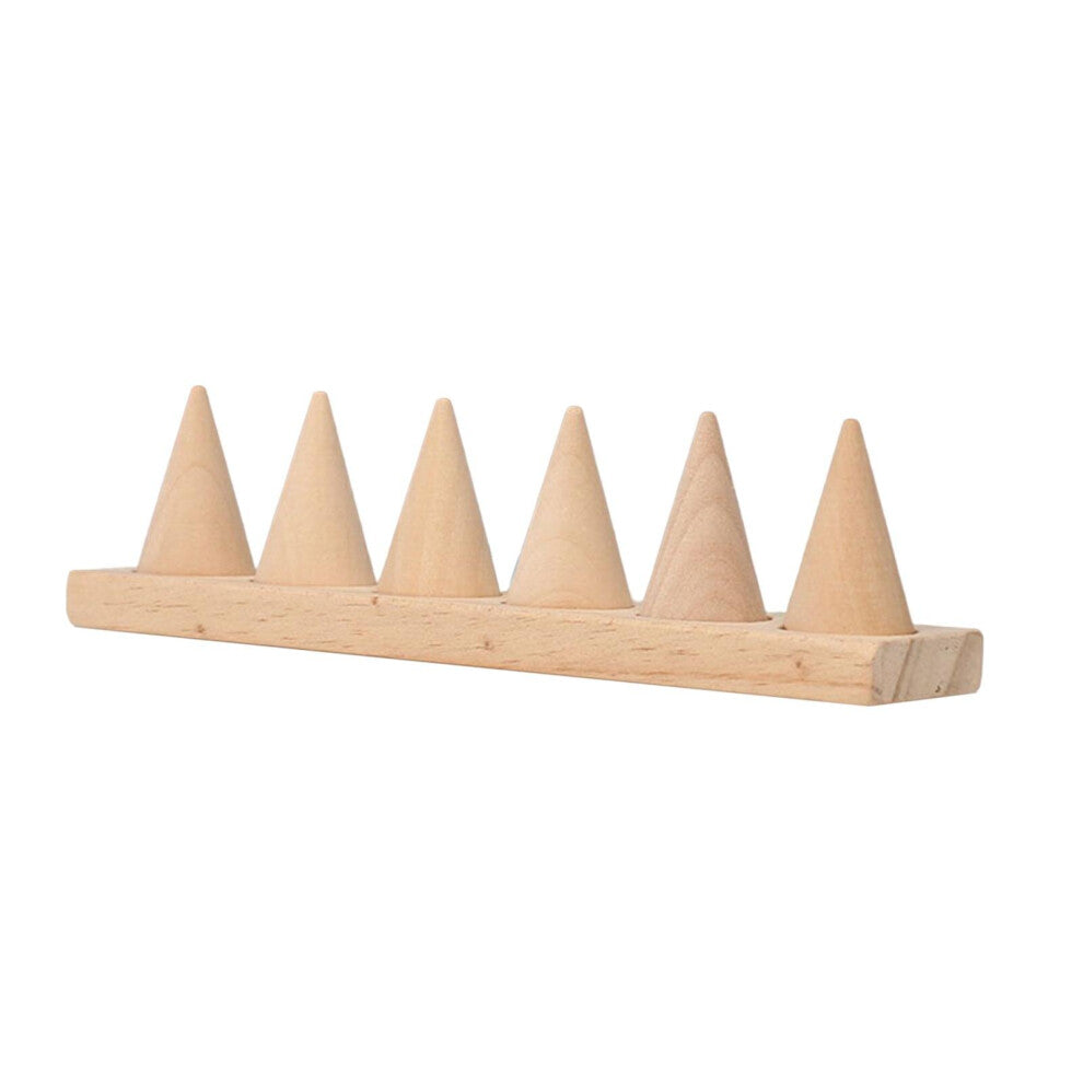 Detachable Ring Holder Stand Jewelry Accessories Decoration Cone Shape Wooden for Bedroom Home Tabletop Salon DIY Craft