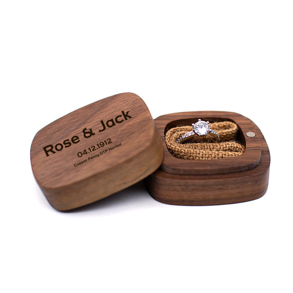 (RB505 White-No engraving) Rustic Wedding Ring Box Holder Ring Box Personalized Wedding - Valentines Engagement Wooden Ring Bearer Box
