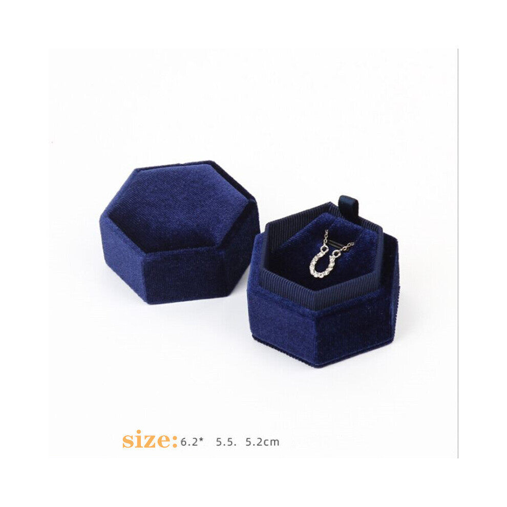 Corduroy Double Ring box 6.2x5.5x5.2cm Colorful Spot Hexagon Flannelette Ring-Necklace Jewelry Box For Wedding &Engagement