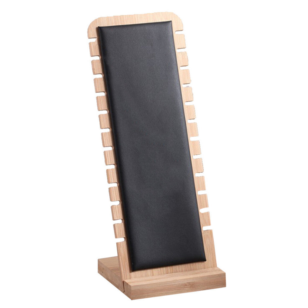 Jewelry Display Desktop Stand Suede-Leather Bamboo Necklace Holder