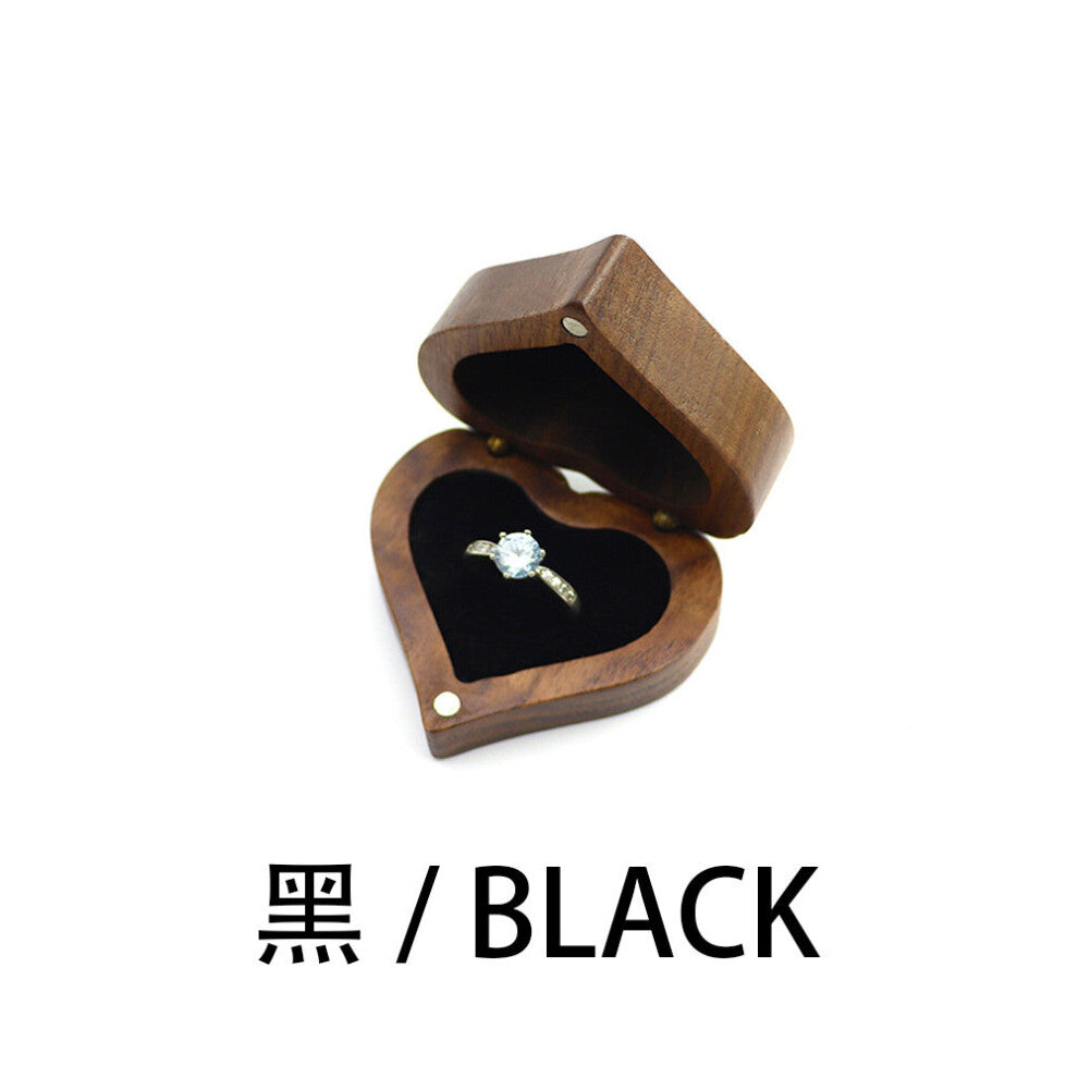 (Color 1 White-NAME ENGRAVING) Embossed Solid Wood Couple Wedding Engagement Ring Holder Gift Personalized Jewelry Box Storage Carrier Box