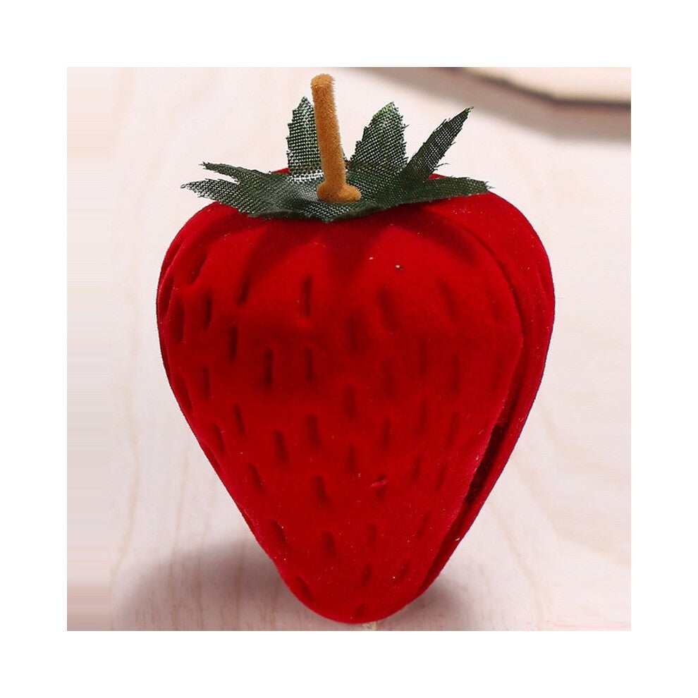 Strawberry Velvet Red Heart Jewelry Box Ring Case Earrings Display Cases Holder Gift Girl Boxes Accessories Organizer Engagement