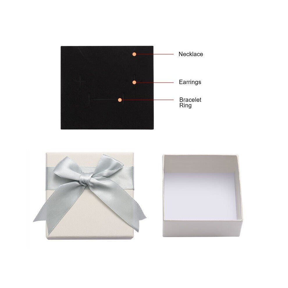 Carton Square Bowknot Marble Look Jewelry Box For Earrings-Necklace-Bracelet-Rings Packaging Display Box Storage Organizer