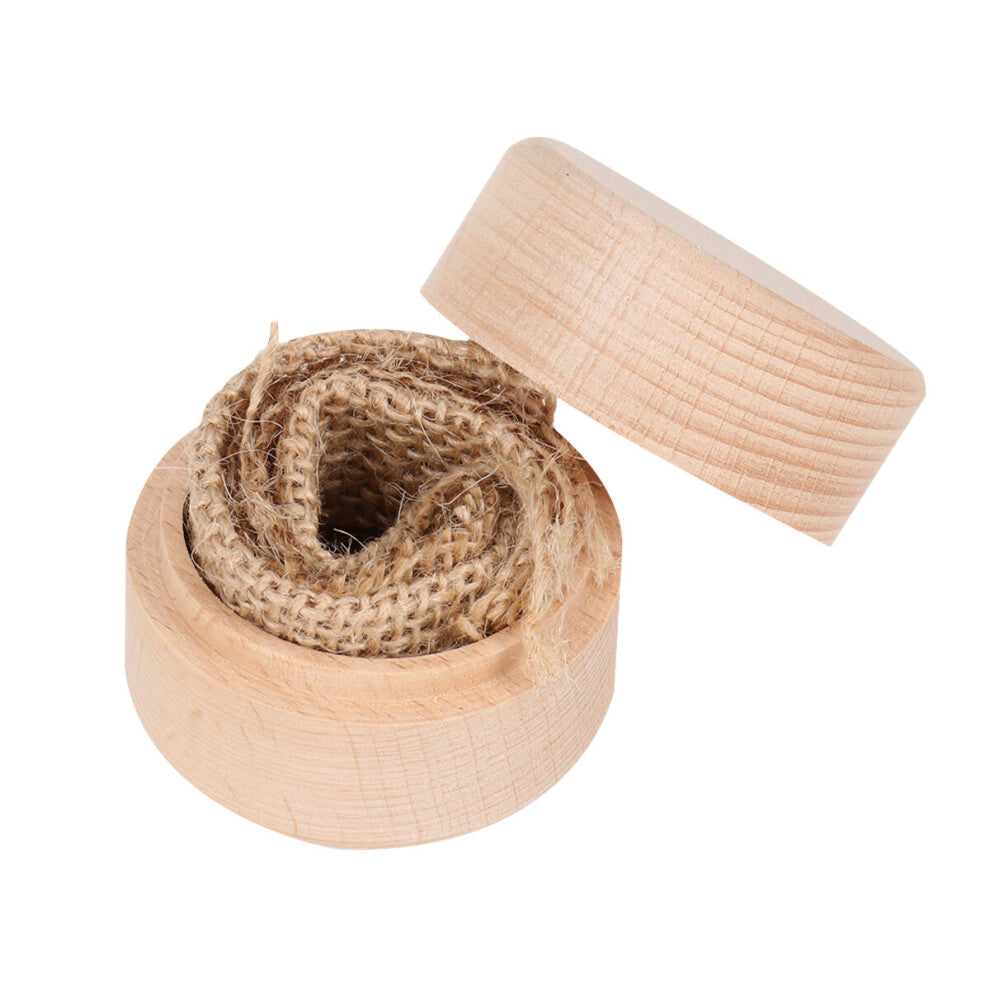 1pc Wooden Vintage Round Ring Box Rustic Romantic Delicate Ring Box Rings Holder for Engagement Wedding Proposal