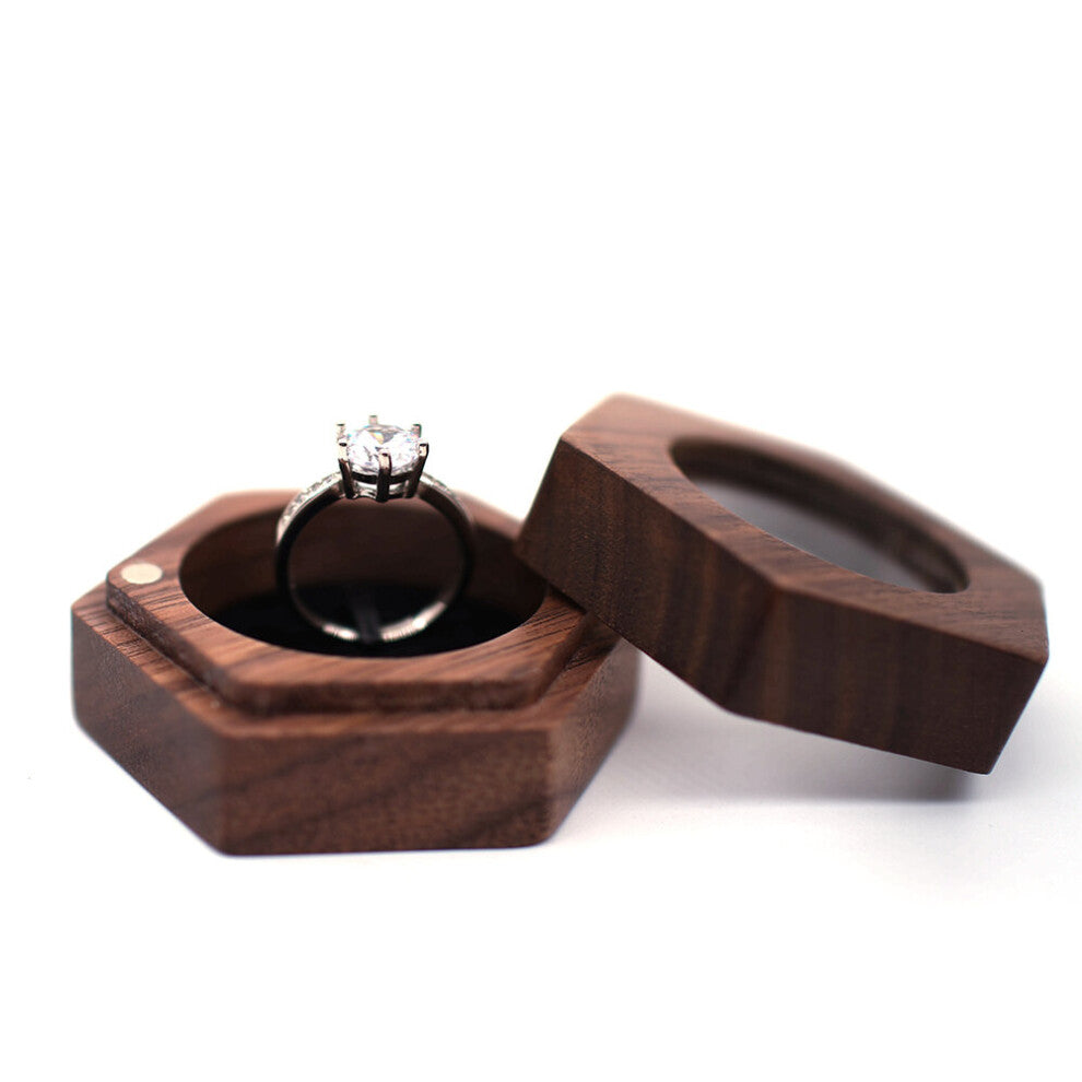 Wood Ring Box Round Heart Shape Engagement Wedding Bride Groom Wooden Box For Proposal