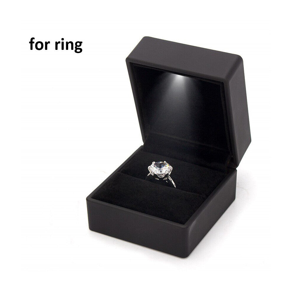 LED Lighted Ring Box Wedding Ring Boxes Proposal Engagement Necklace Storage Cases Jewelry Display Box Birthday