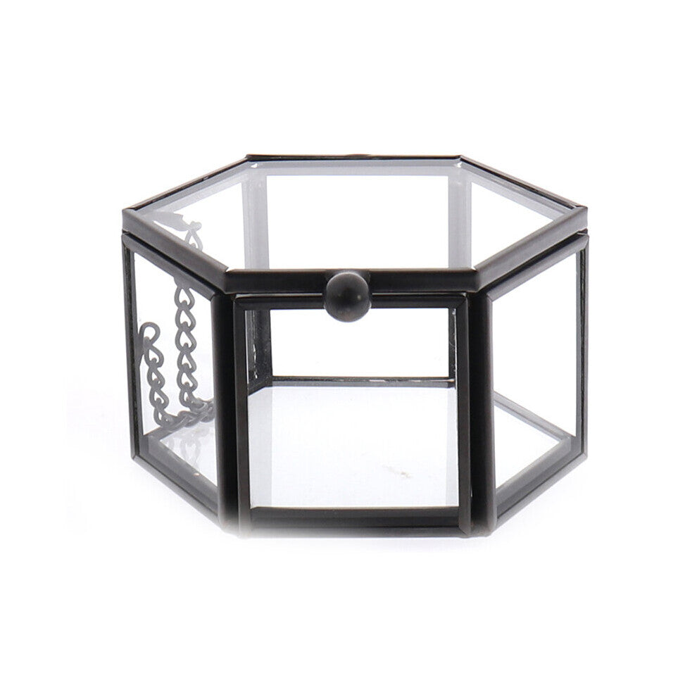 Transparent Glass Ring Box Wedding Ring Box Geometric Clear Glass Jewelry Box Jewelry Organizer Holder Tabletop Containe