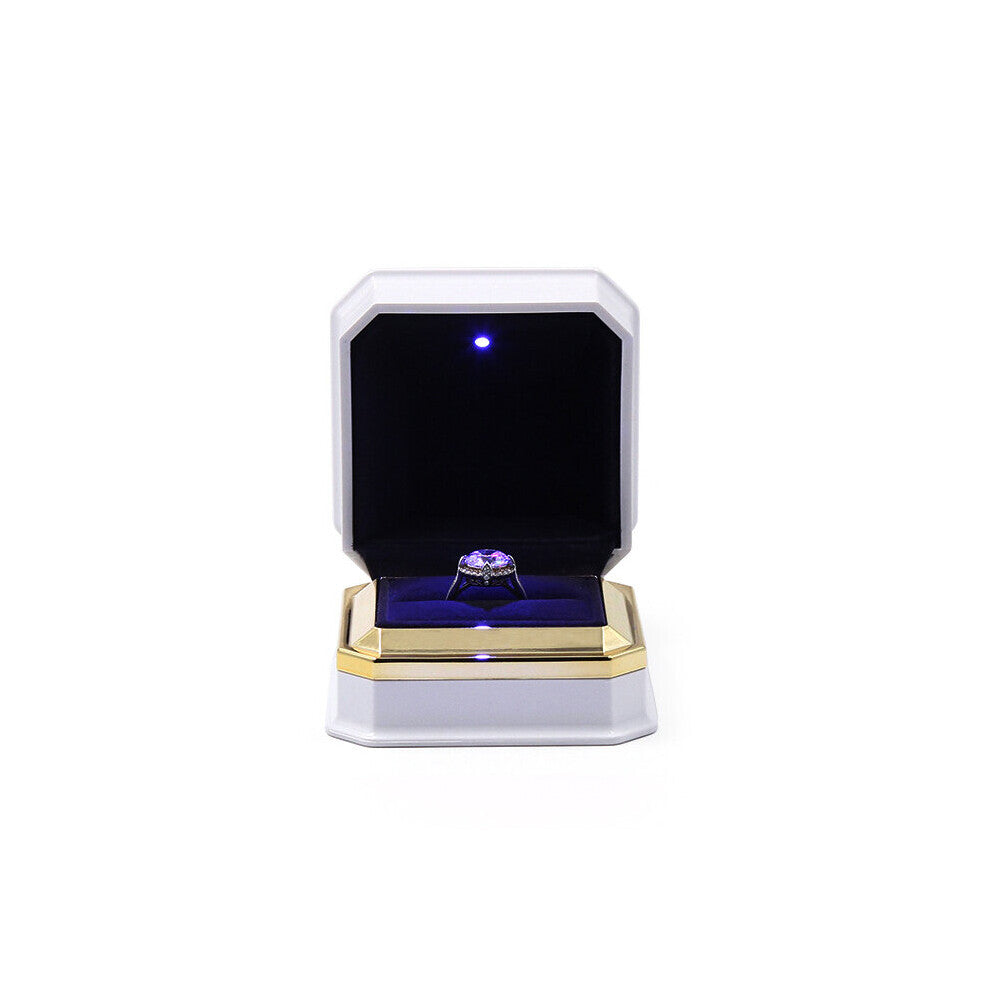 LED Jewelry Ring Box Velvet Necklaces Pendants Jewelry Display Holder With Light For Proposal Engagement Wedding Case