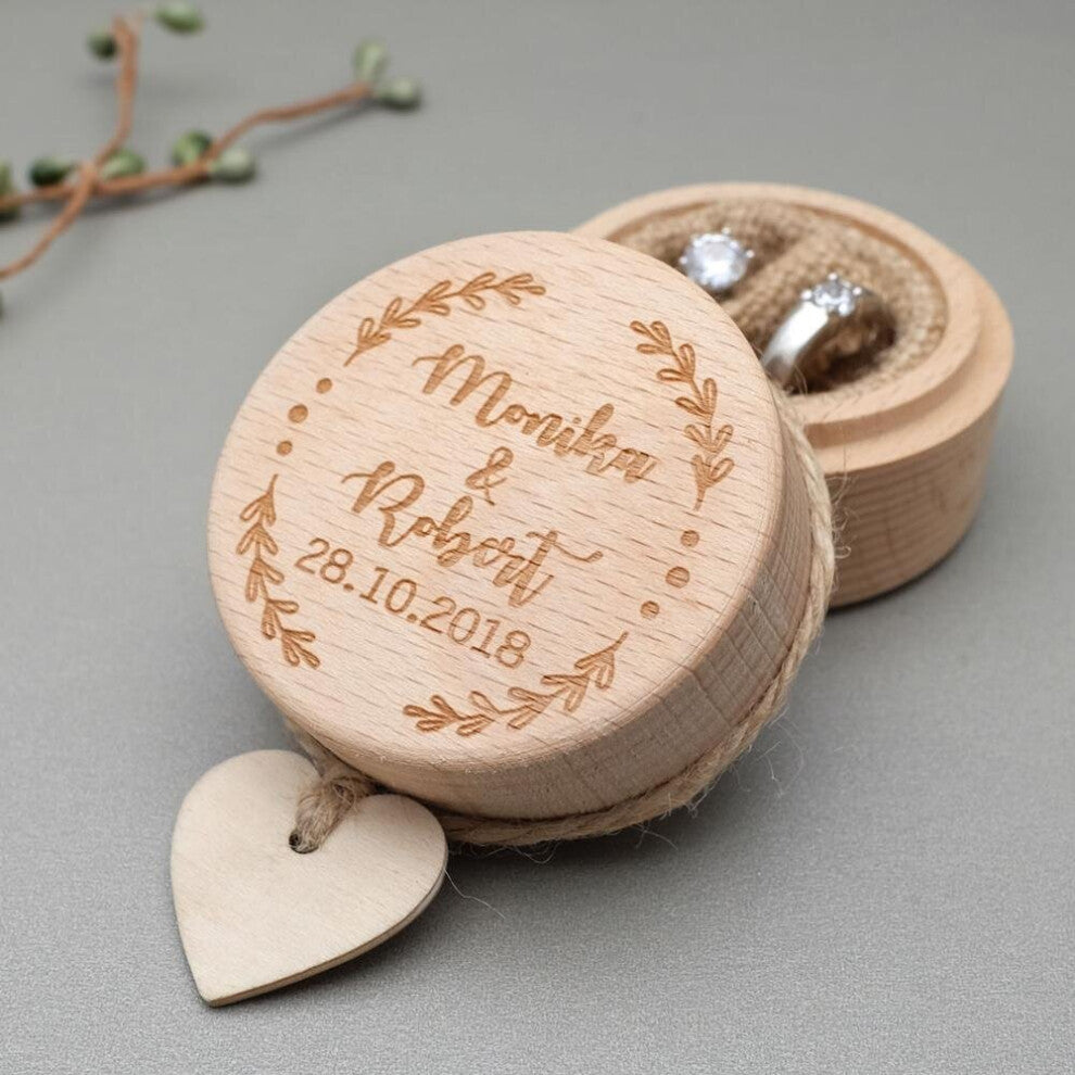 (Model 1 White-With Heart Tag) Personalized Wooden Wedding Ring Box Proposal Box Rustic Wedding Ring Bearer Box Engagement Ring Box Wedding Jewelry Ho