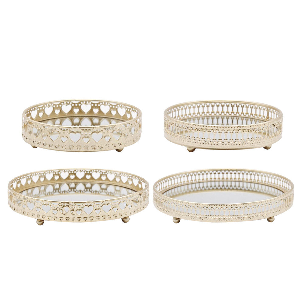 Jewelry Storage Tray Bedroom Glass Mirror Base Beauty Makeup Storage Tray Desktop Cosmetic Decor Finishing Plate