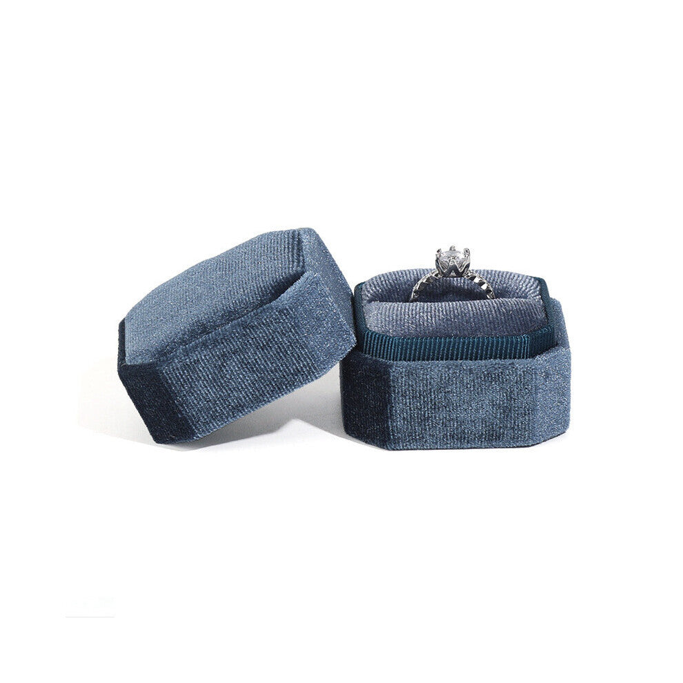 Product Octagonal Corduroy Ring Box Jewelry Box Display Holder With Detachable Lid Ring Box Holder For Wedding Engagement