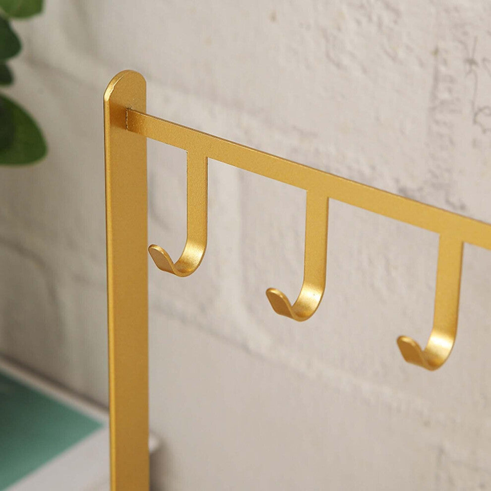 Metal Jewelry Storage Rack with Tray Bangle Holder Jewelry Tower 10 Hooks Desktop Jewelry Organizer for Necklace Home Shop Decor