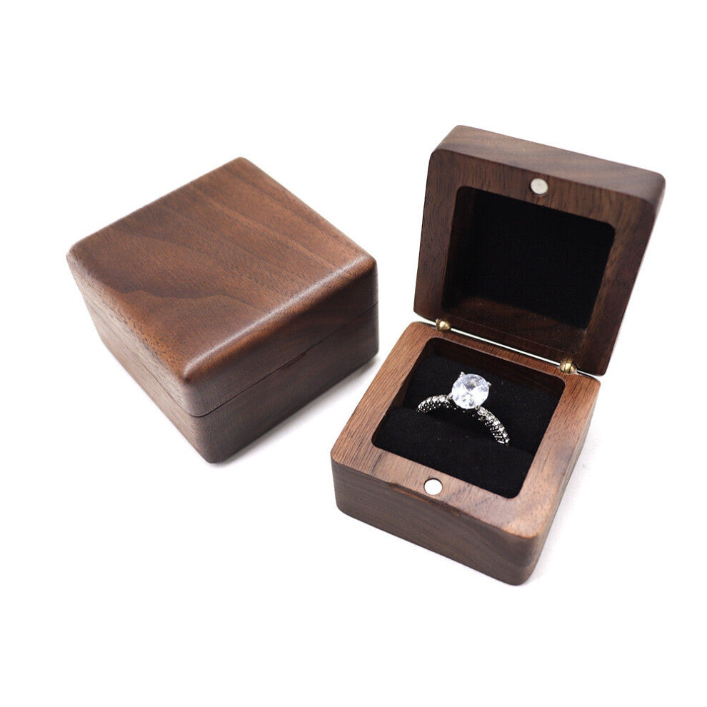(Color 1 White-NAME ENGRAVING) Engagement Anniversary Personalized Name Date for Wedding Ceremony Jewelry Storage Boxes Case Ring Box Packaging