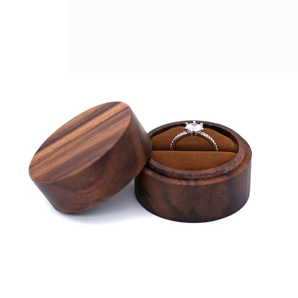 Romantic Wooden Round Ring Box Earrings Organizer Jewelry Case With Visible Window Engagement Ceremony Wedding Supplies