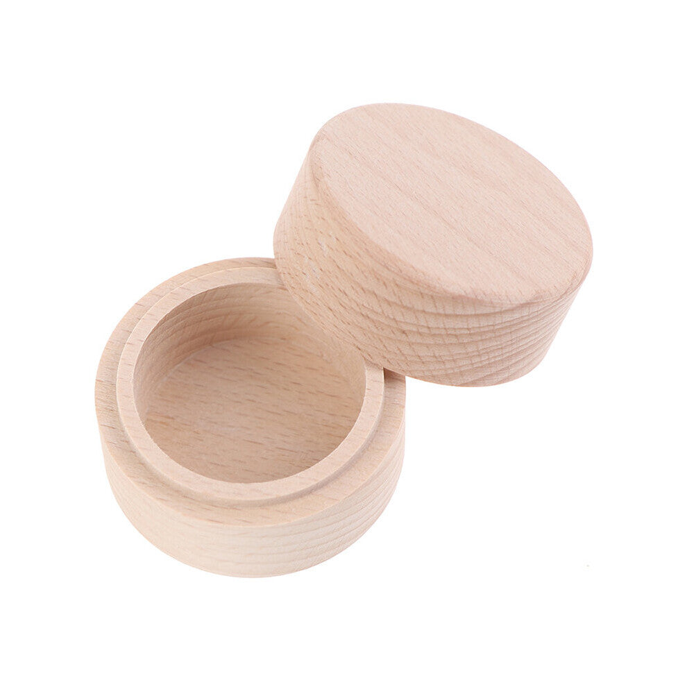 1Pc Unpainted Wood Engagement Ring Bearer Box Rustic Bride & Groom Wedding Ring Box Round Gift Wooden Jewelry Box