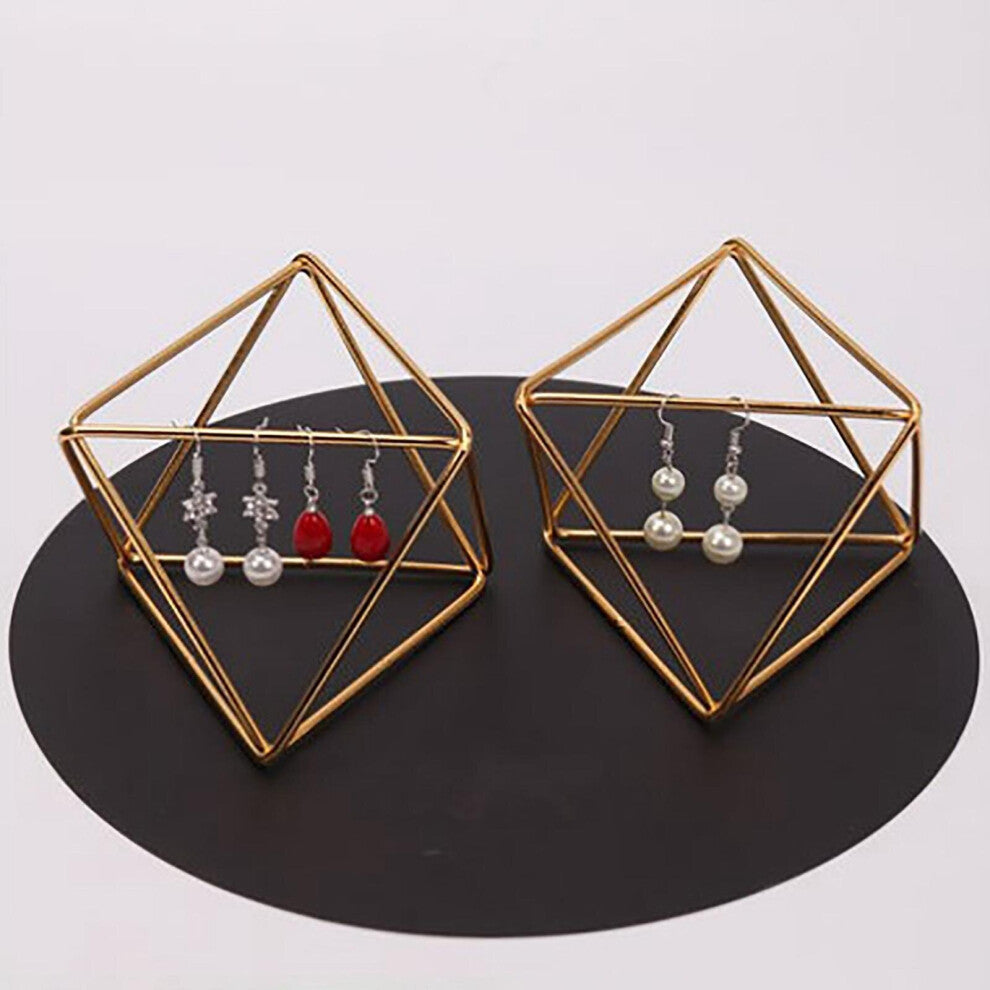 Rhombus Shaped Earring Holder Stand, Tabletop Decor Earrings Organizer Jewelry Display Metal Display Rack for Women Girls