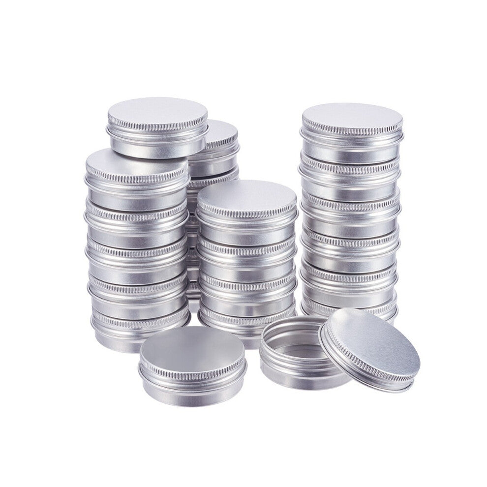 30Pcs Aluminium Jar 30ml Round Metal Tin Cans Jewelry Storage Containers for Cosmetic Candles Candies Packing Case
