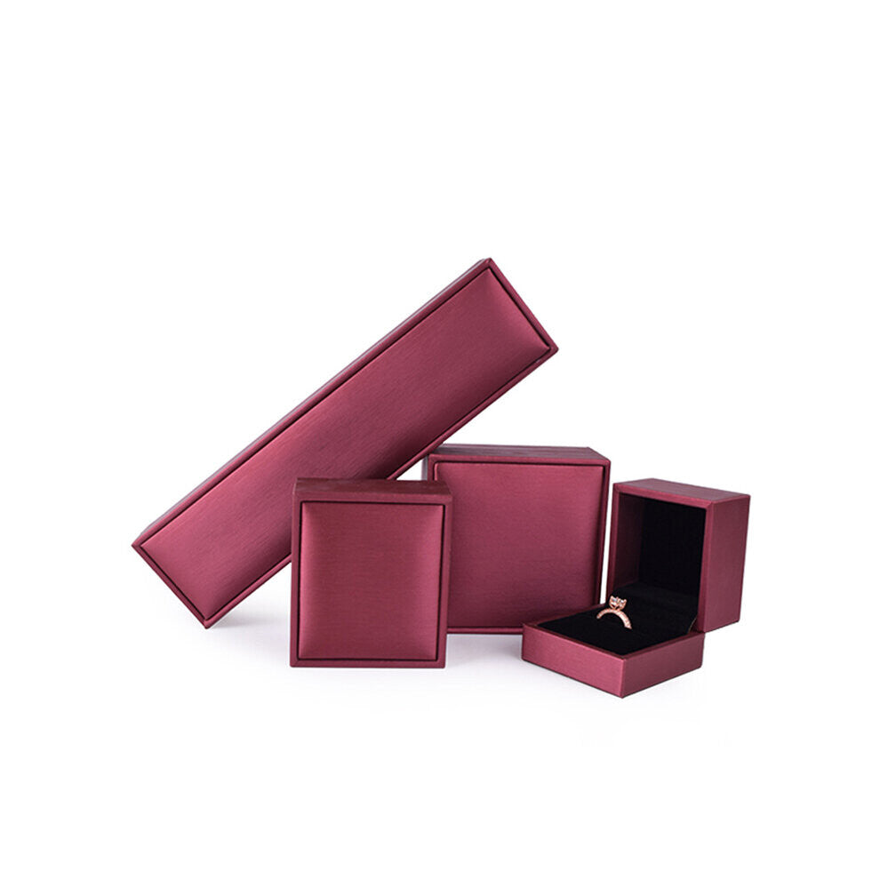 (Maroon Red-Pendant box) Pu Brushed Leather Jewelry Display Box Jewelry Packaging Box Proposal Ring Box Necklace Bracelet Collection Box