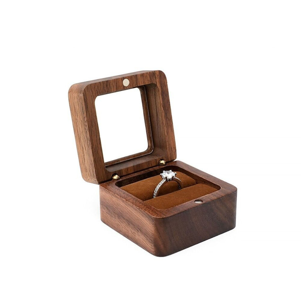 Wooden Jewelry Box Lover Ring Display Box Engagement Wedding Couples Ring Storage Holder Marriage Anniversary Love Case