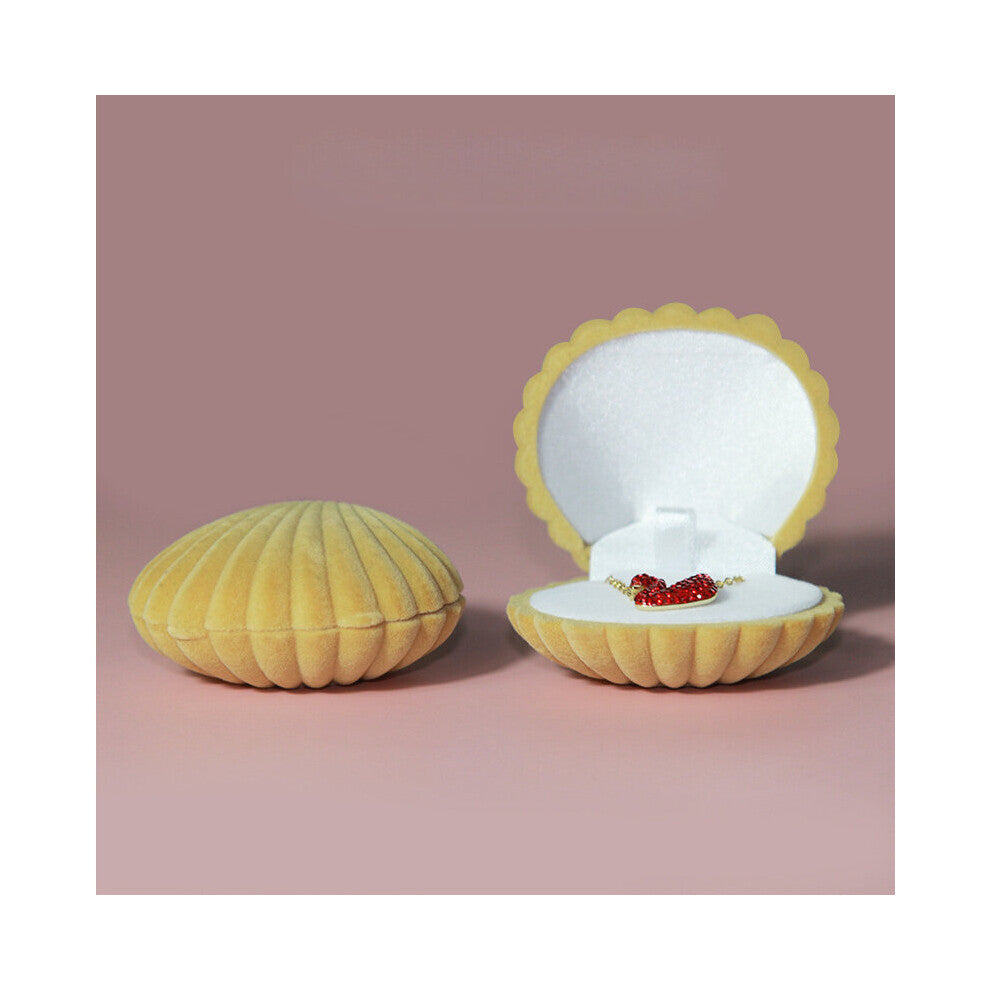 1 Piece Lovely Shell Shape Velvet Jewelry Box Wedding Engagement for Earrings Necklace Bracelet Display Gift Case Holder
