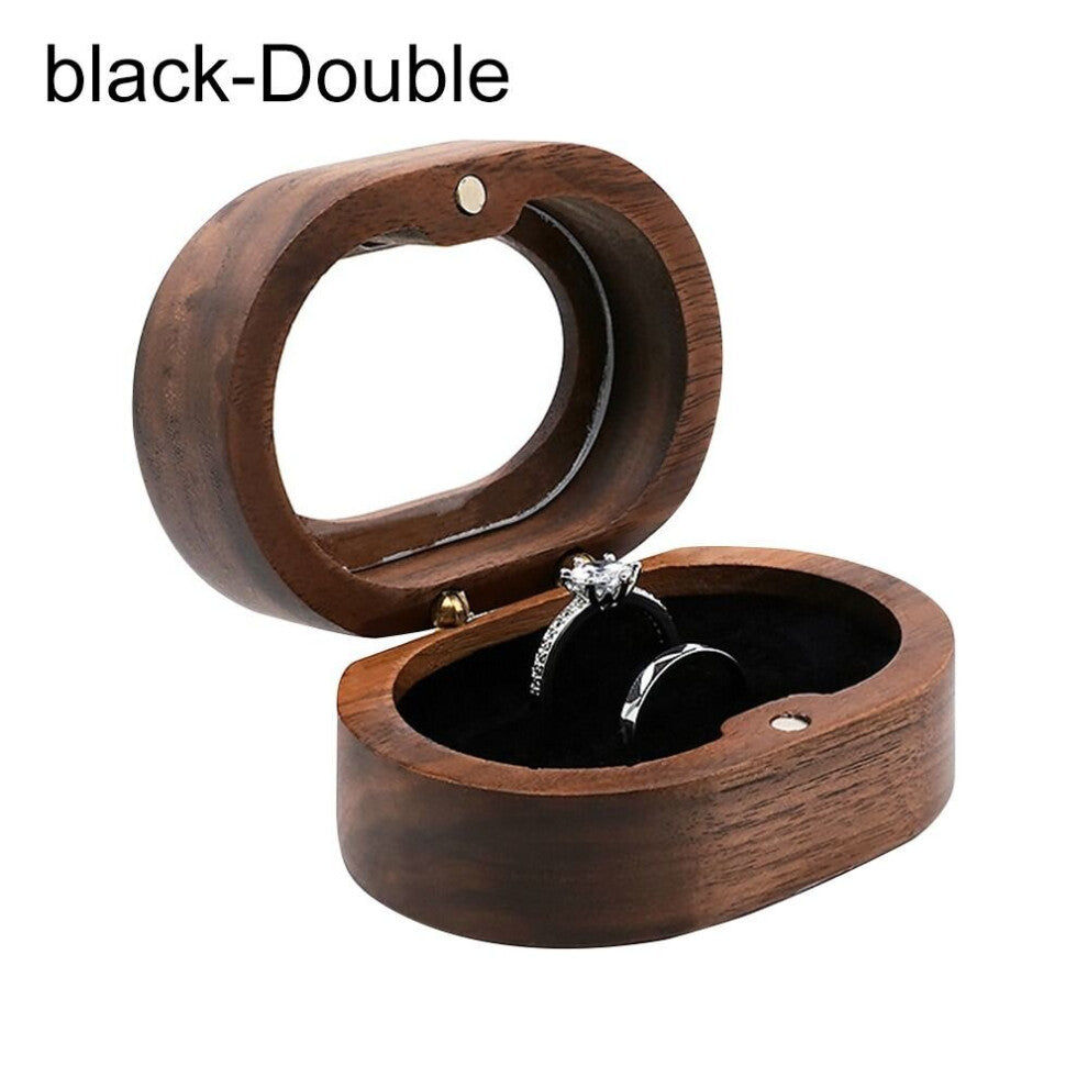 (black White-Double) Engagement Wooden Love Gift Case Ring Storage Box Lover Ring Display Box Jewelry Box Storage Holder