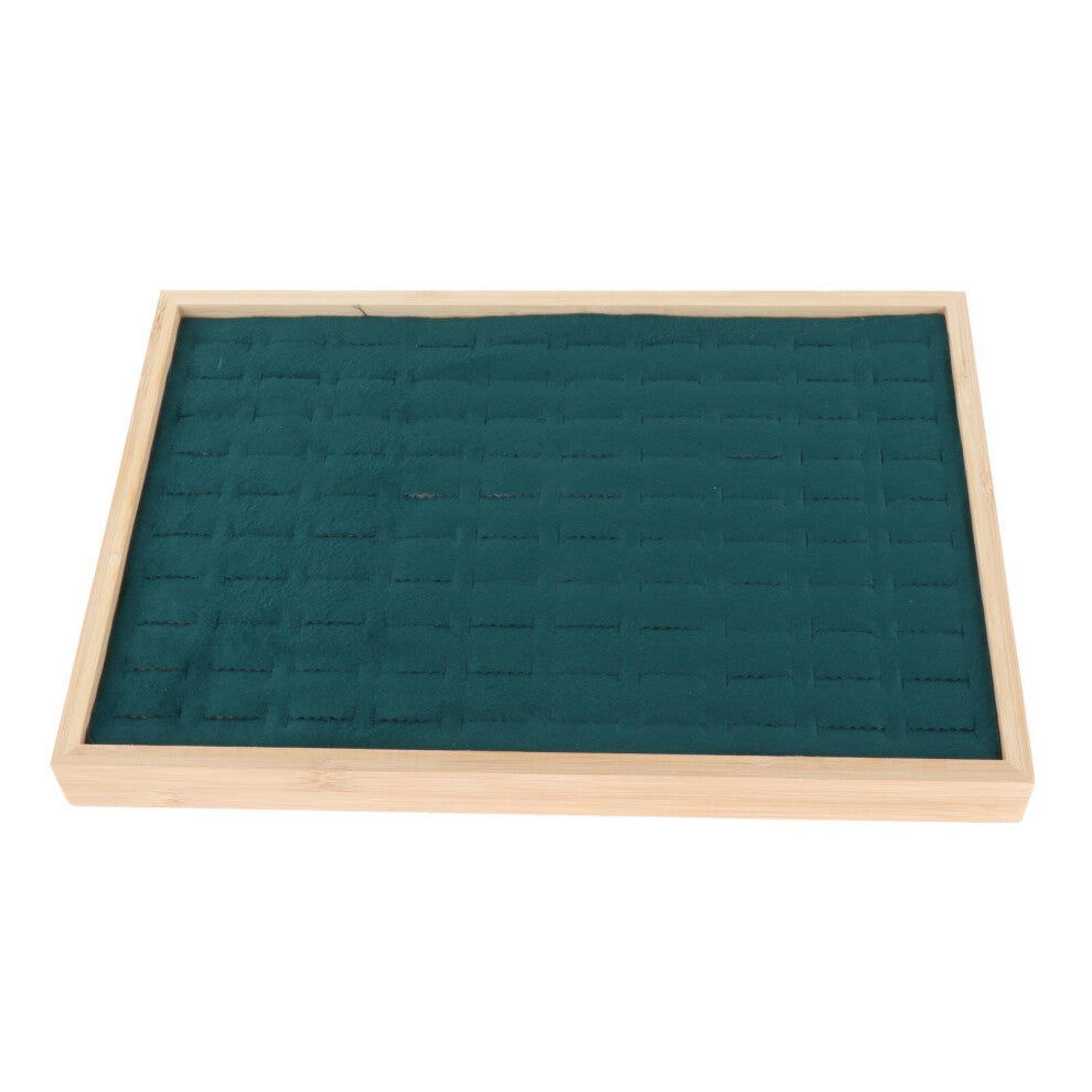 Jewelry Tray Jewelry Container Bamboo Wood Flannel Wrapped Storage Case Organizer Box for Gadgets Watches Earring Drawers