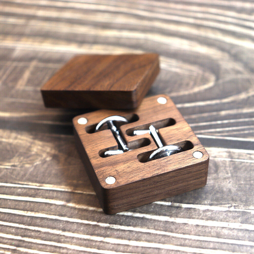 Heaven and Earth Cover Solid Wood Walnut Cufflinks Buttons Packaging Box Storage Jewelry