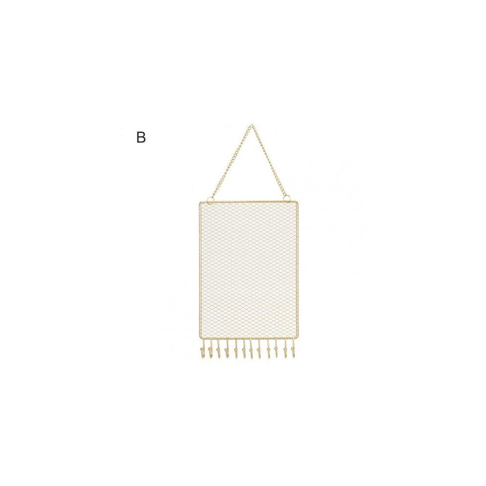 Earring Organizer Metal Grid Rectangle Wall Shelf Convenient Hanging Hook Necklace Ring Bracelet Storage Rack Jewelry Holders