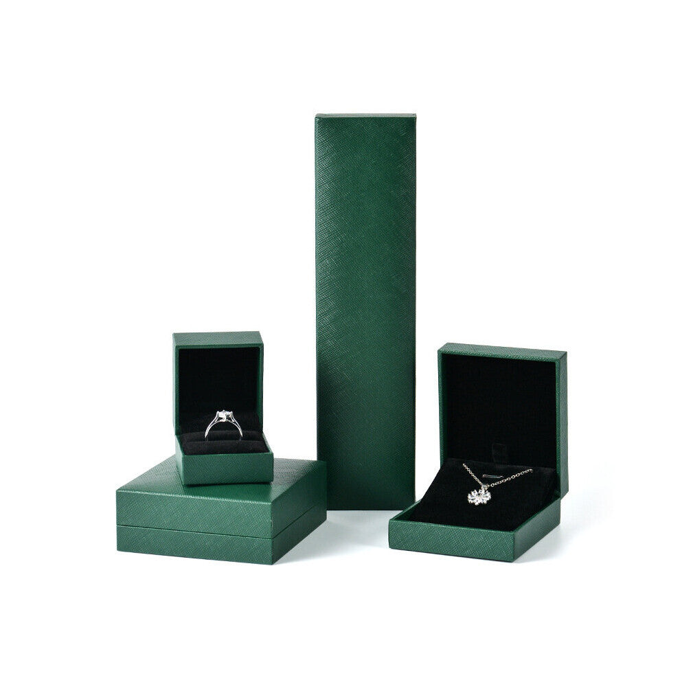 (Green White-Pendant box) High Jewelry Ring Box Leather Paper Ring Earrings Necklace Bracelet Packaging Box Jewlery Gift Organizer