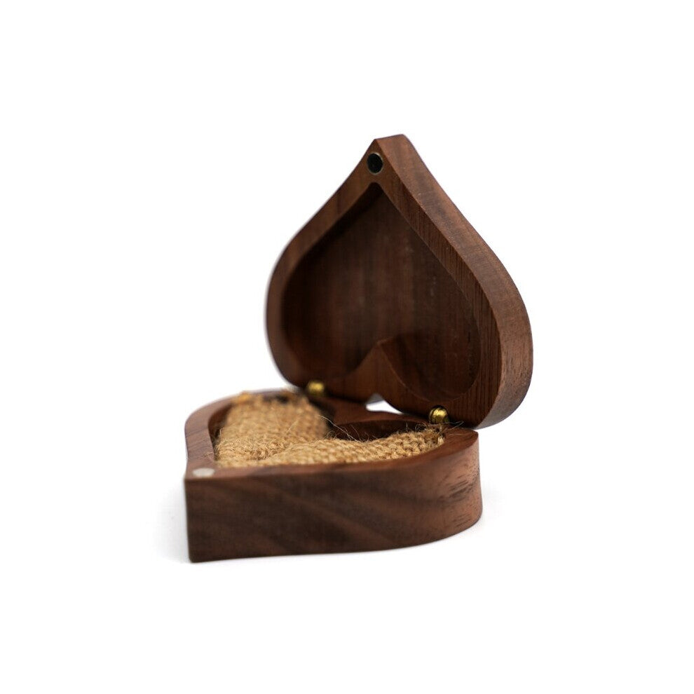 Heart Shaped Walnut Wood Ring Box Proposal Engagement Ring Holder Velvet Soft Interior Jewelry Ring Earrings Wooden Box K3ND